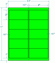 4" x 2"-FLUORESCENT MAILING(GREEN)