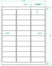 2-5/8" x 1"-FROSTY CLEAR ADDRESS