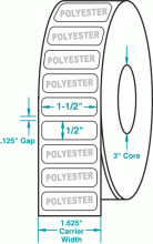 1-1/2" x 1/2" P-WHITE POLYESTER