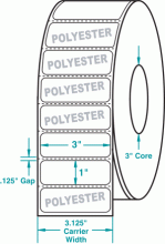 3" x 1" P-WHITE POLYESTER ROLL